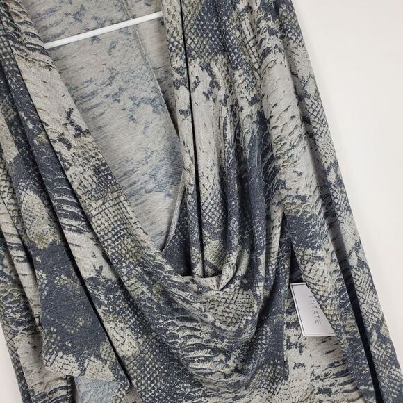 1. STATE Graphite Python Long Sleeve Shirt Top Blouse Wrap Side Slit NWT Plus - Picture 3 of 7